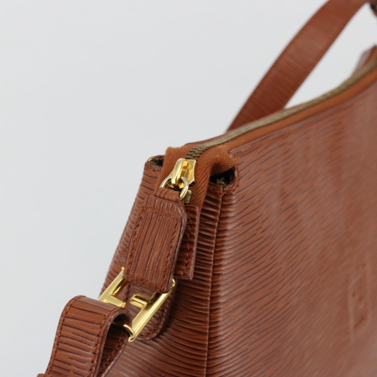 FENDI Shoulder Bag Leather Brown Gold Auth ep14286A