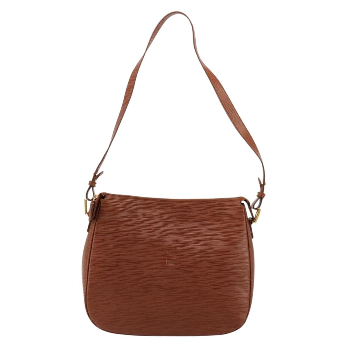 FENDI Shoulder Bag Leather Brown Gold Auth ep14286A