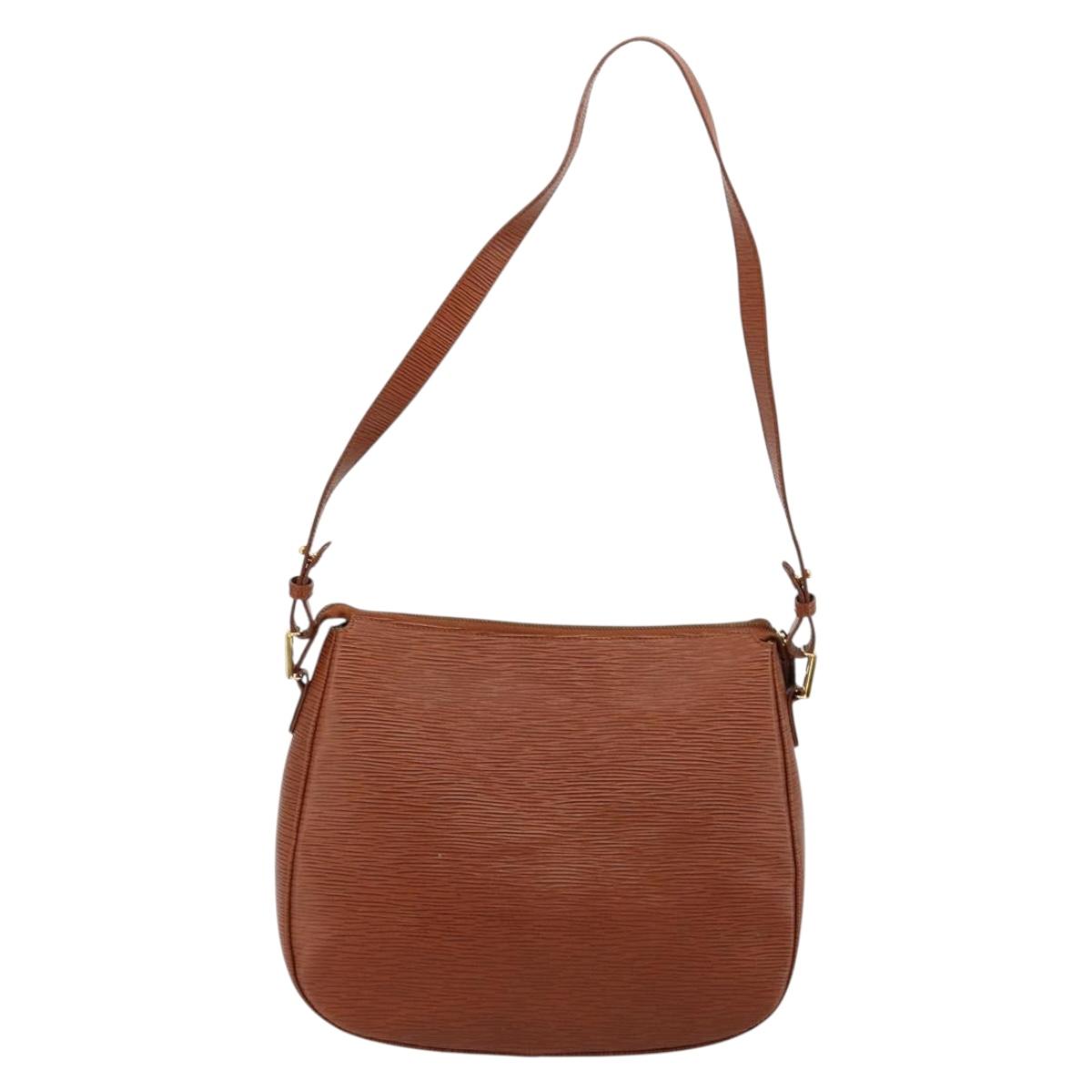 FENDI Shoulder Bag Leather Brown Gold Auth ep14286A