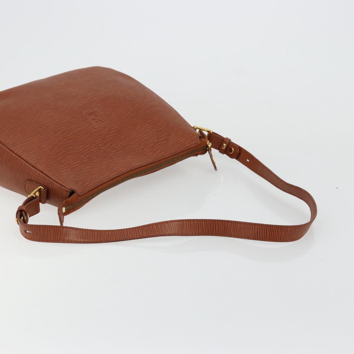 FENDI Shoulder Bag Leather Brown Gold Auth ep14286A