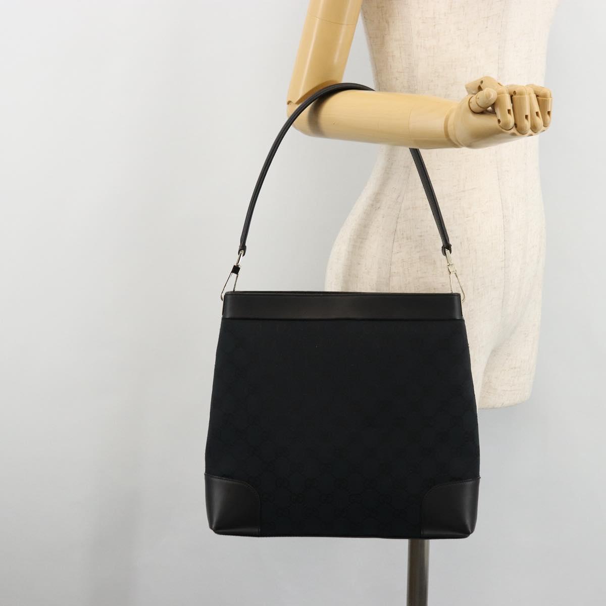 GUCCI GG Canvas Shoulder Bag Black Gold 001 4231 Auth ep14295A