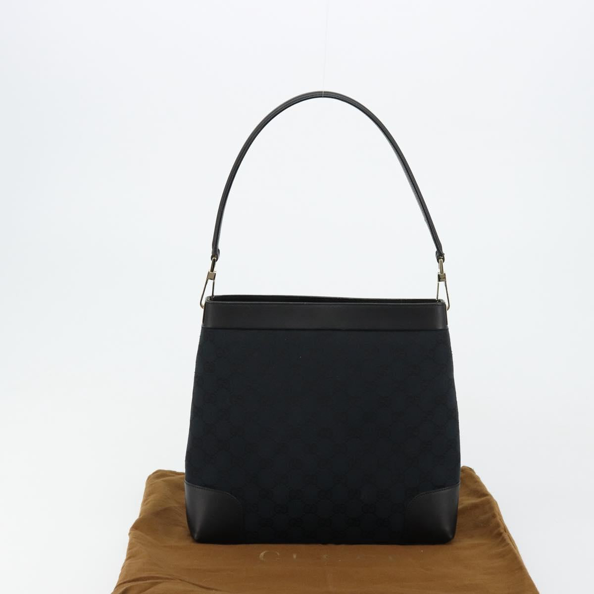 GUCCI GG Canvas Shoulder Bag Black Gold 001 4231 Auth ep14295A