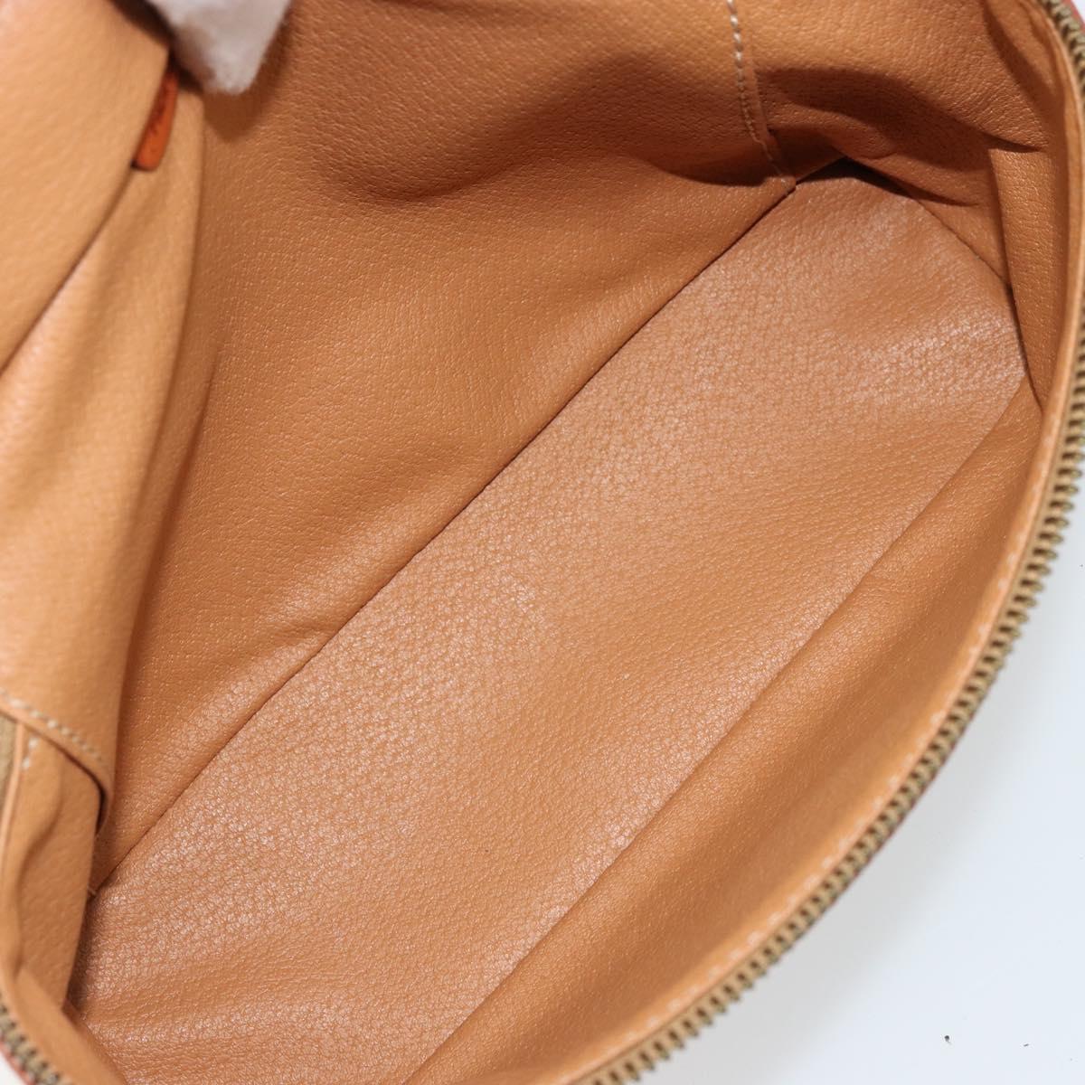 CELINE Macadam Canvas Vanity Hand Bag PVC Leather Brown Gold Auth ep14305