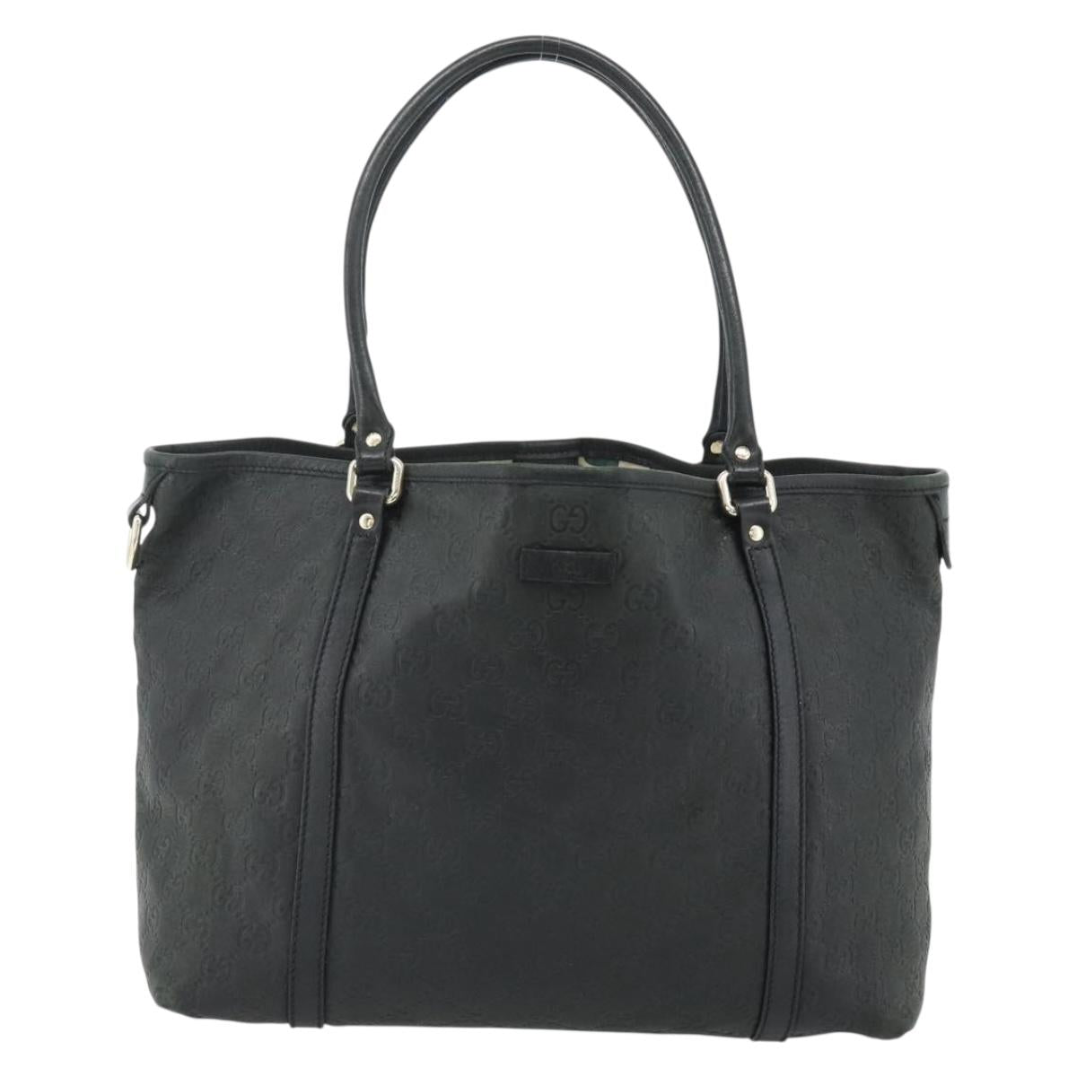 GUCCI GG Canvas Guccissima Tote Bag Leather Black Gold 197953 Auth ep14309