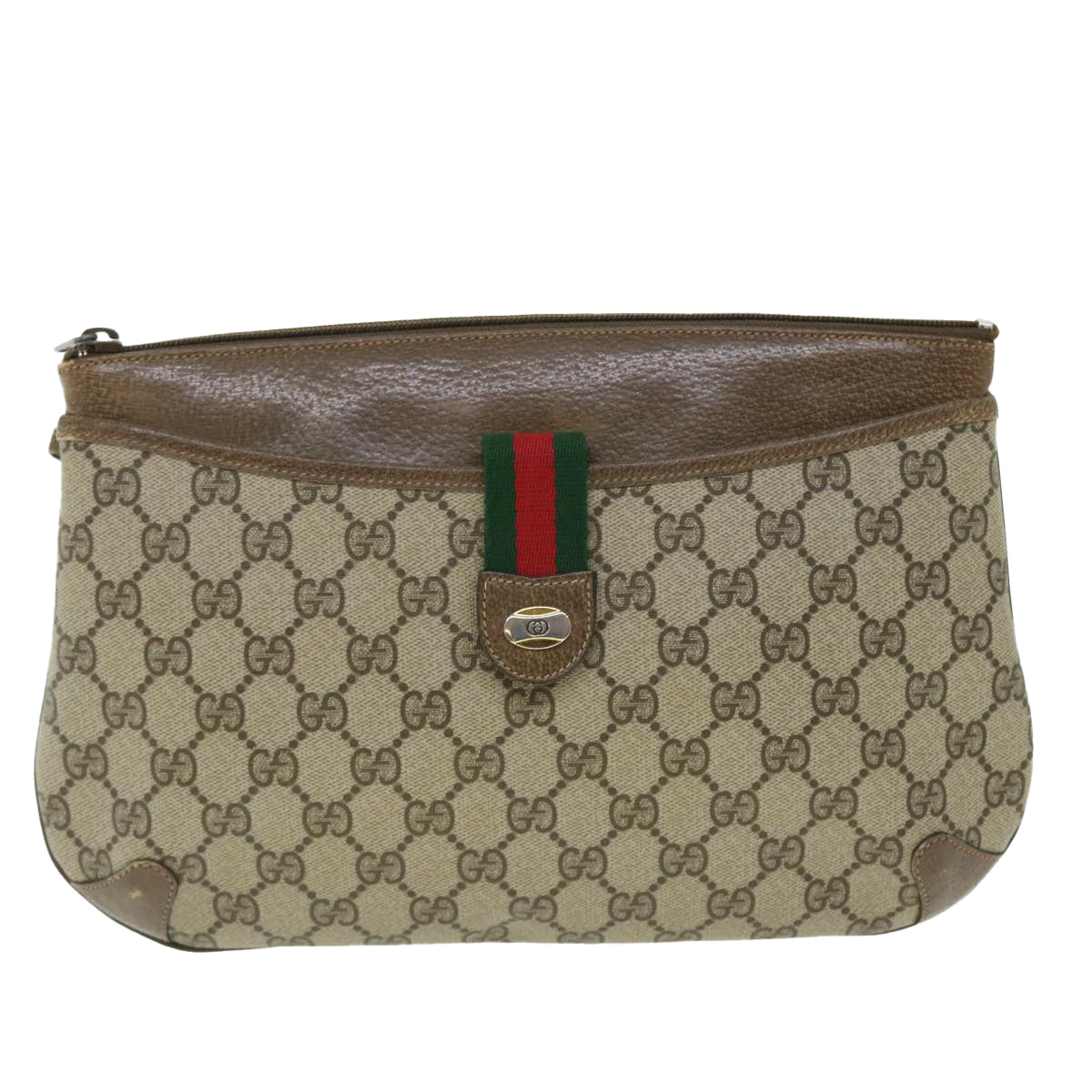 GUCCI GG Canvas Web Sherry Line Shoulder Bag Beige Red 904 02 026 Auth ep1431