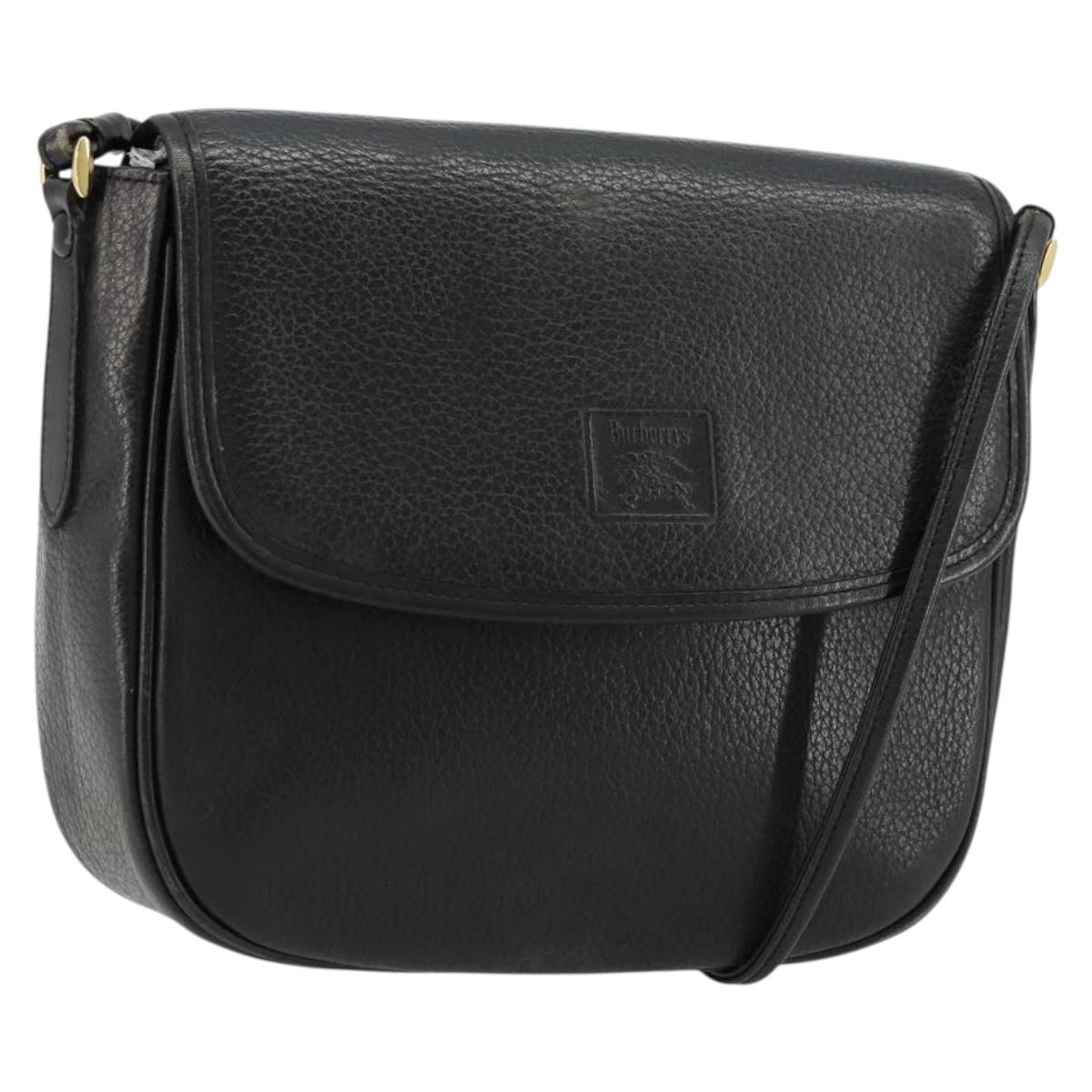 Burberrys Shoulder Bag Leather Black Gold Auth ep14310