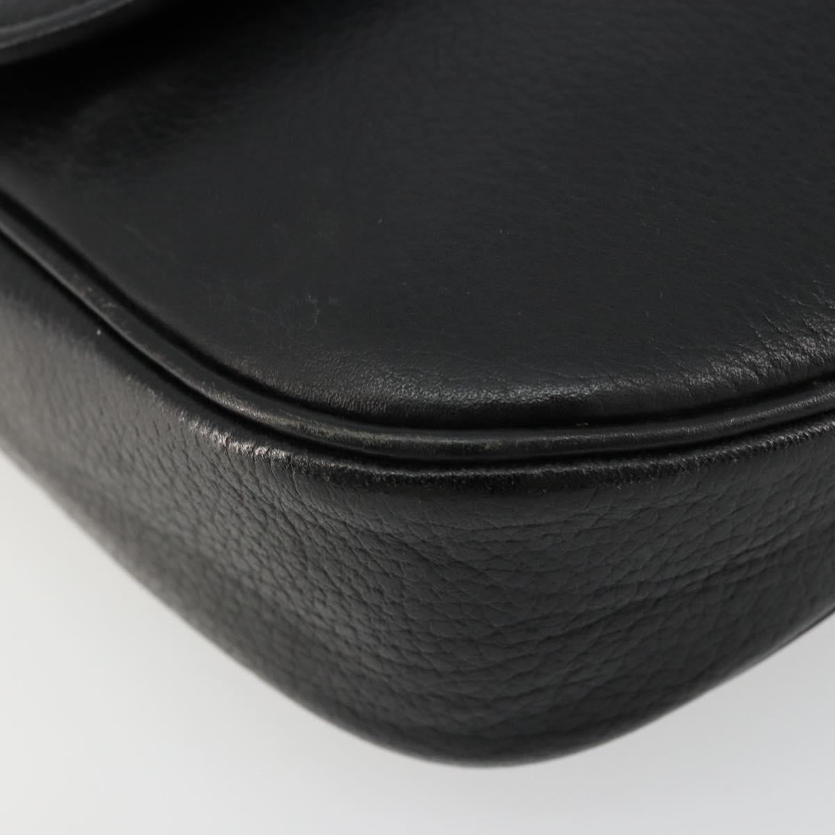 Burberrys Shoulder Bag Leather Black Gold Auth ep14310