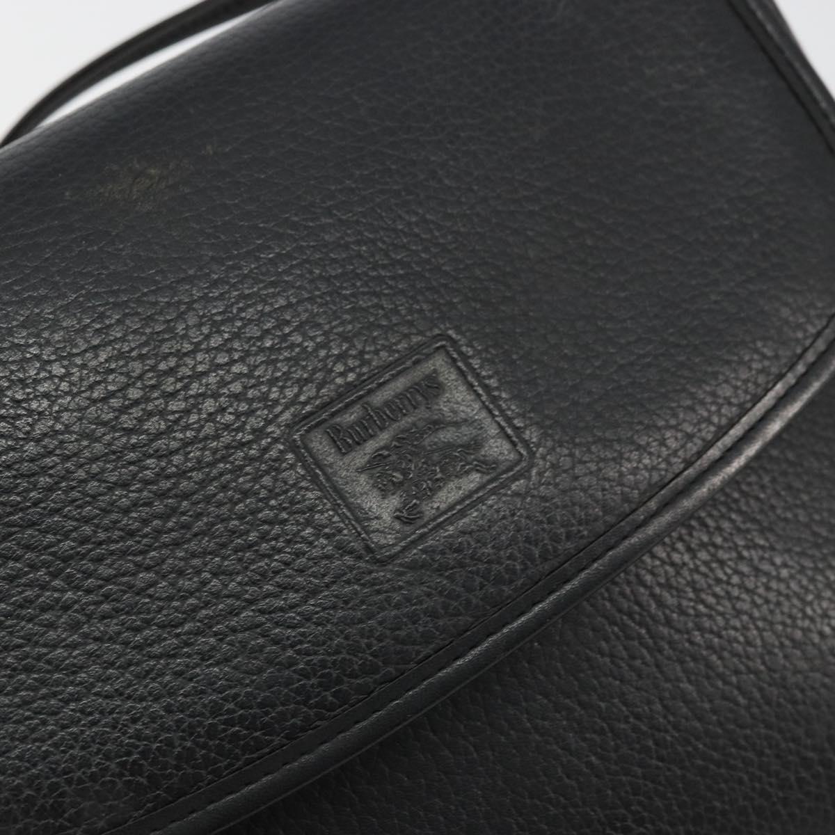 Burberrys Shoulder Bag Leather Black Gold Auth ep14310
