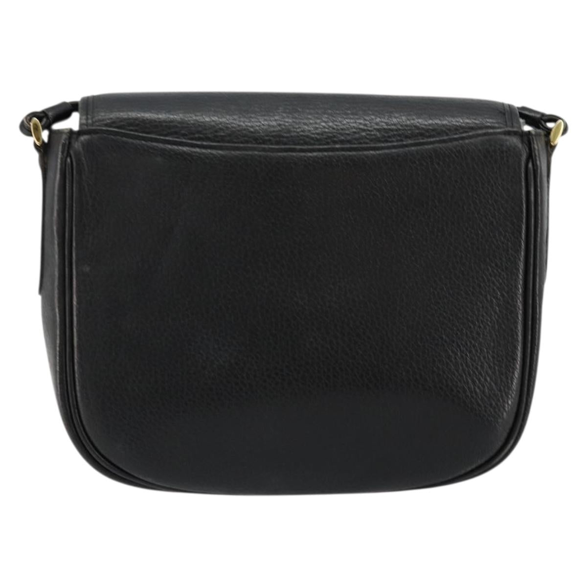 Burberrys Shoulder Bag Leather Black Gold Auth ep14310