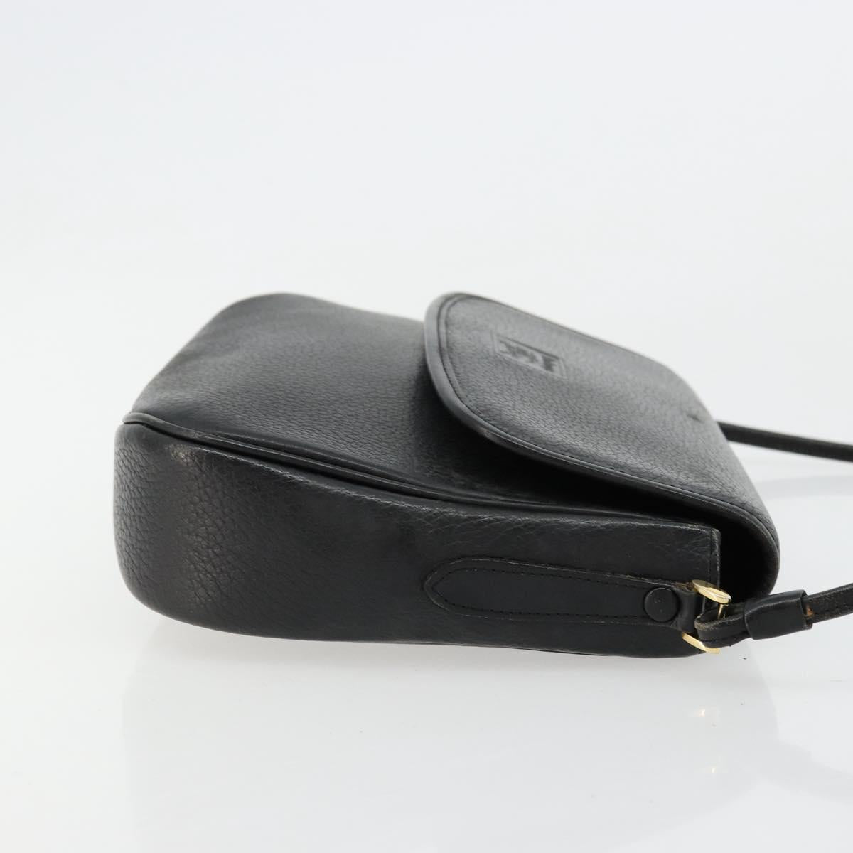 Burberrys Shoulder Bag Leather Black Gold Auth ep14310