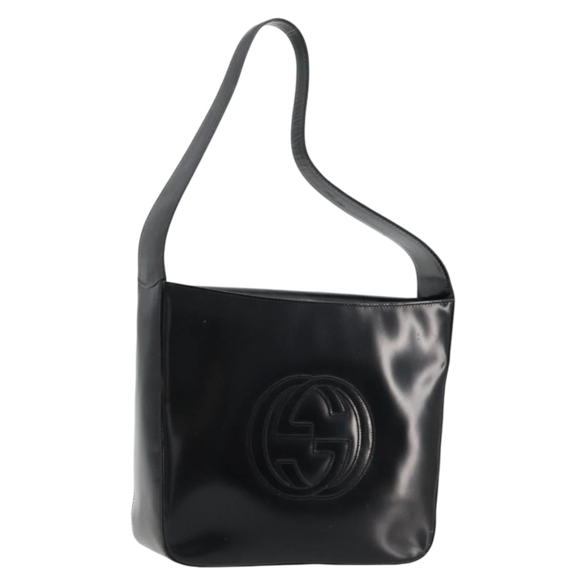 GUCCI Shoulder Bag Patent leather Black Silver 000 0506 1013 Auth ep14311
