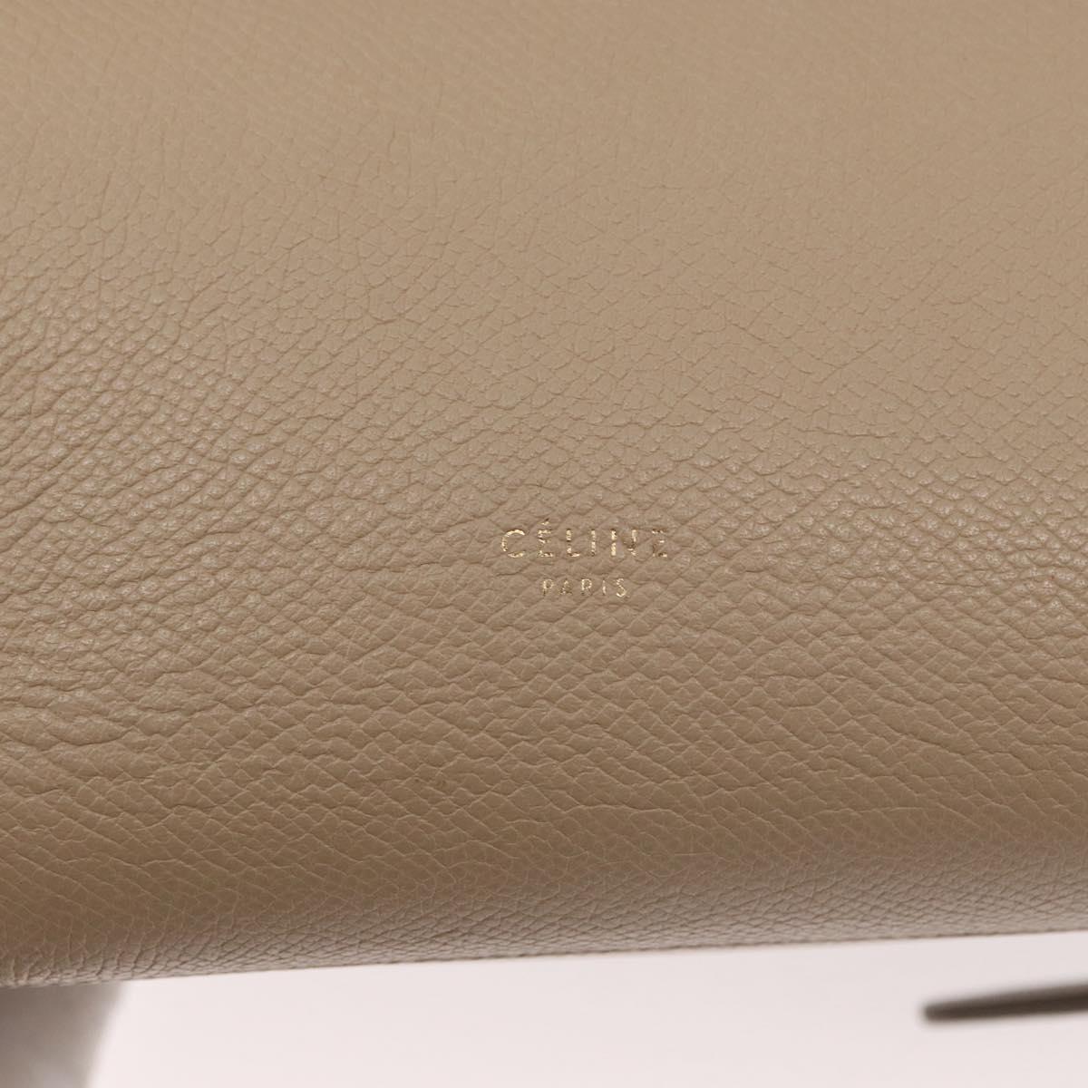 CELINE Belt Bag Hand Bag Leather 2way Beige Gold Auth ep14314