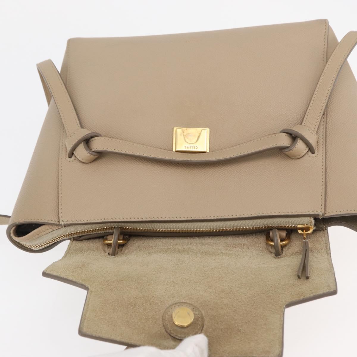 CELINE Belt Bag Hand Bag Leather 2way Beige Gold Auth ep14314