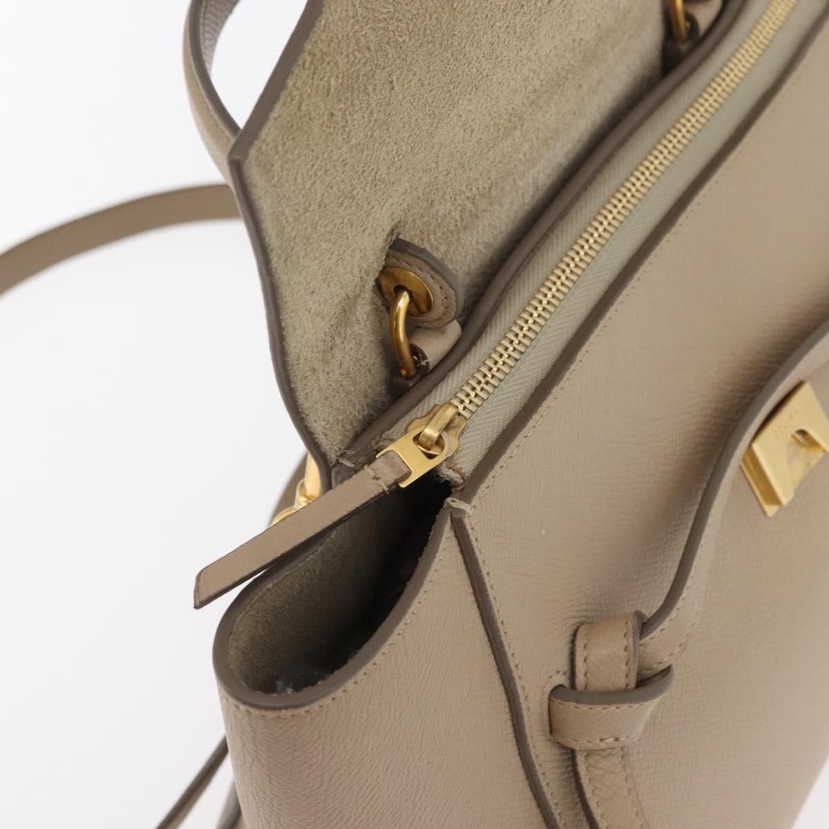 CELINE Belt Bag Hand Bag Leather 2way Beige Gold Auth ep14314