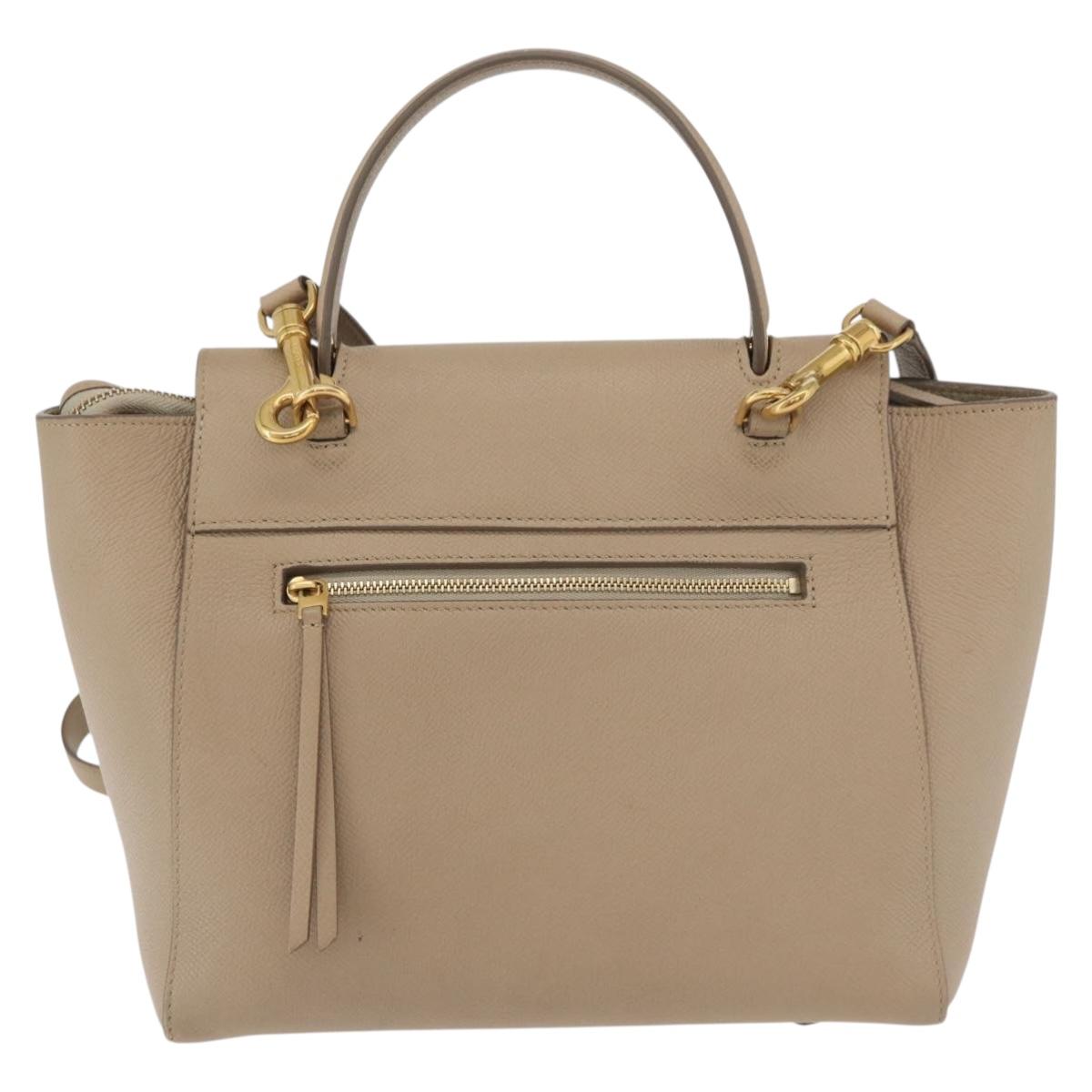 CELINE Belt Bag Hand Bag Leather 2way Beige Gold Auth ep14314