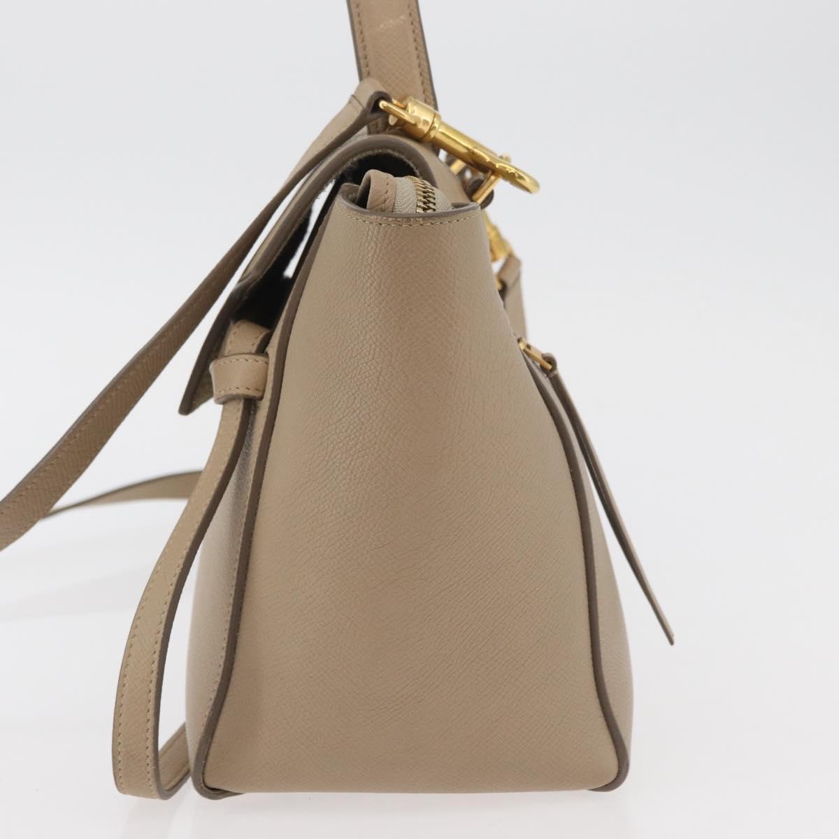CELINE Belt Bag Hand Bag Leather 2way Beige Gold Auth ep14314