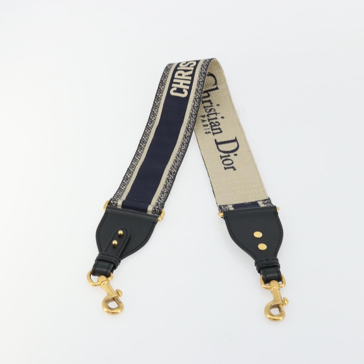 Christian Dior Shoulder Strap Canvas 36.6"" Navy Auth ep14317