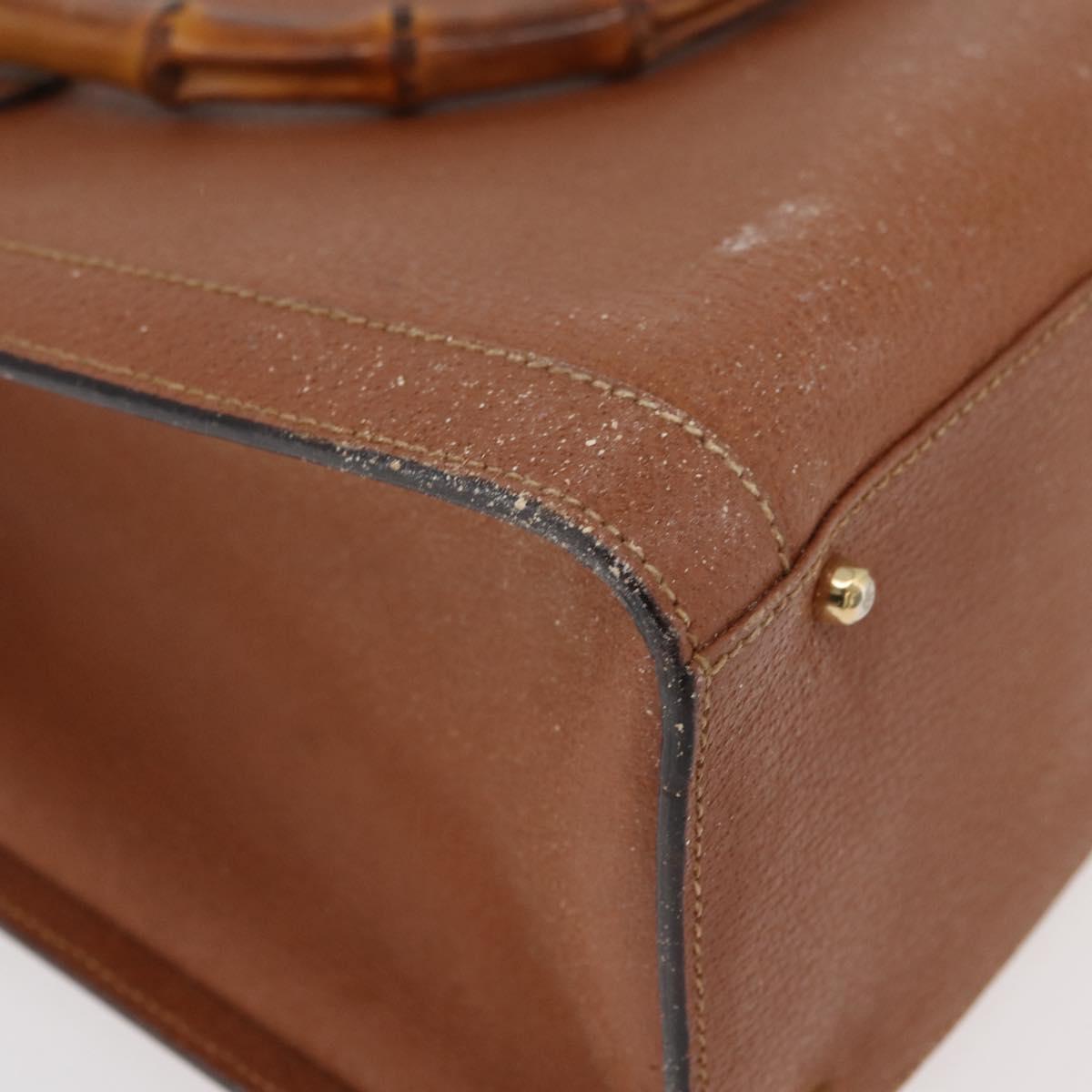 GUCCI Bamboo Hand Bag Leather Brown Gold 002 0260 Auth ep14319