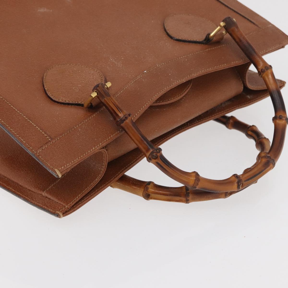 GUCCI Bamboo Hand Bag Leather Brown Gold 002 0260 Auth ep14319