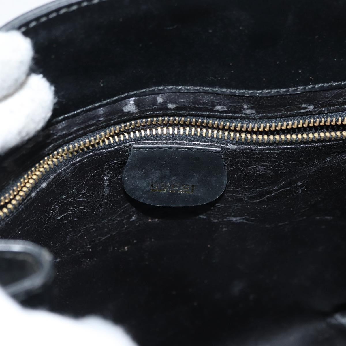 GUCCI Hand Bag Patent Leather Black Gold 000 2404 0503 Auth ep14321