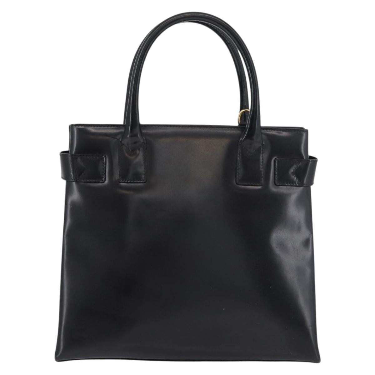 GUCCI Hand Bag Patent Leather Black Gold 000 2404 0503 Auth ep14321