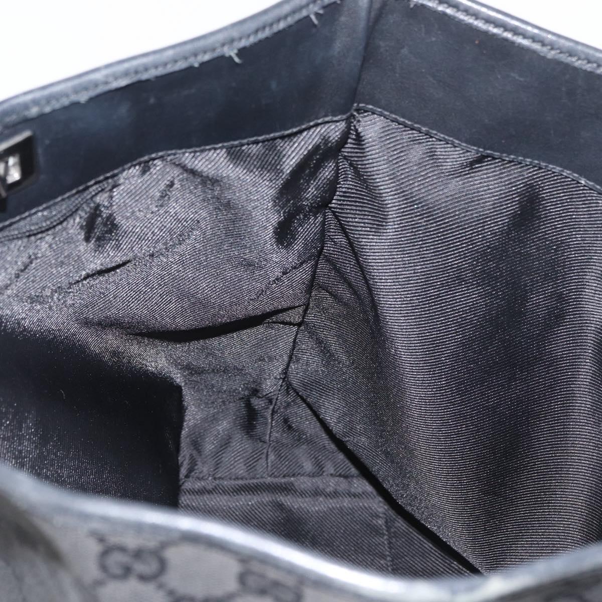 GUCCI GG Canvas Hand Bag Black Silver 31243 Auth ep14335