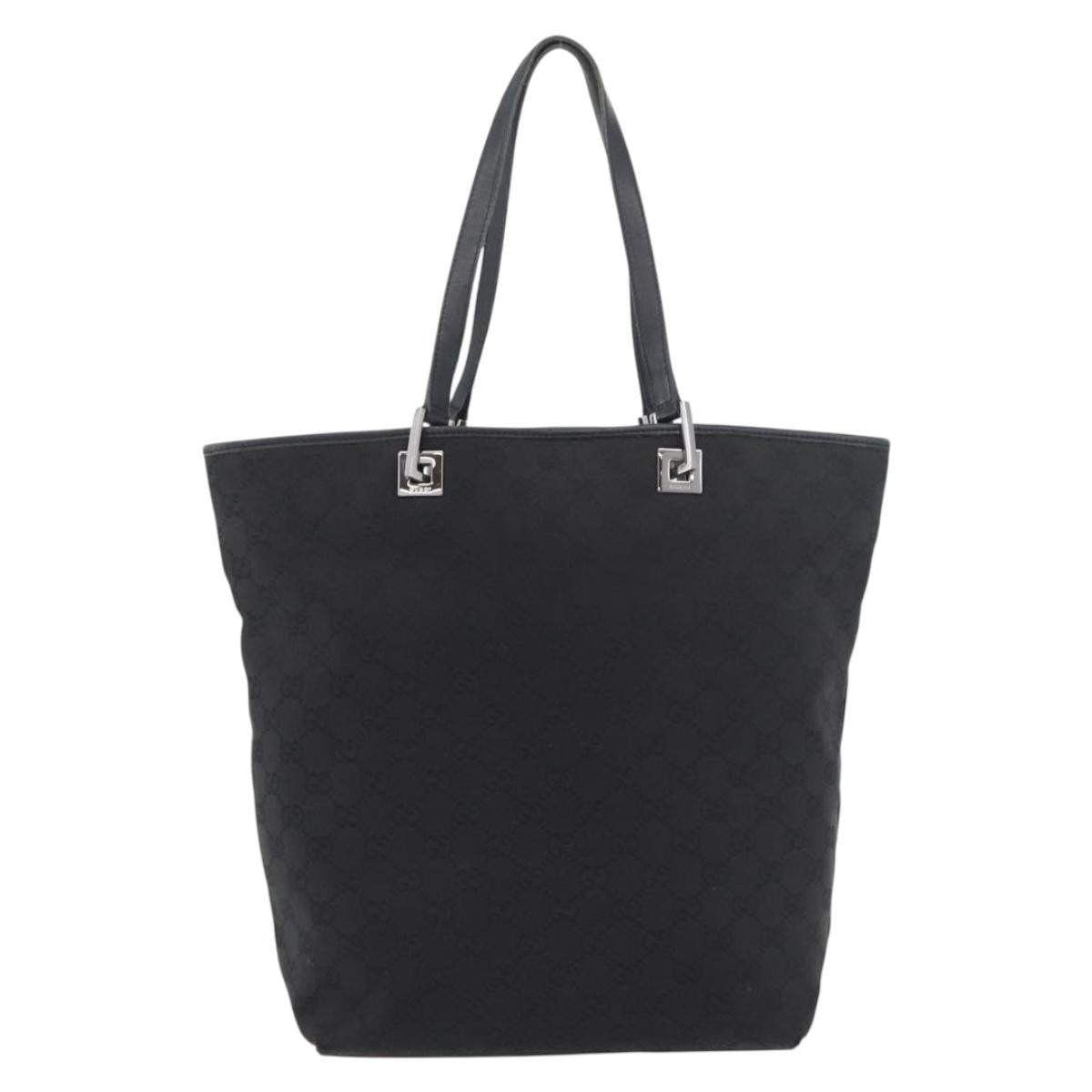 GUCCI GG Canvas Hand Bag Black Silver 31243 Auth ep14335