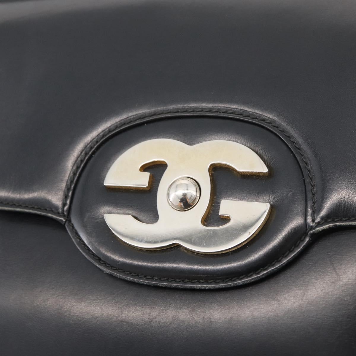 GUCCI Shoulder Bag Leather Black Gold Auth ep14337