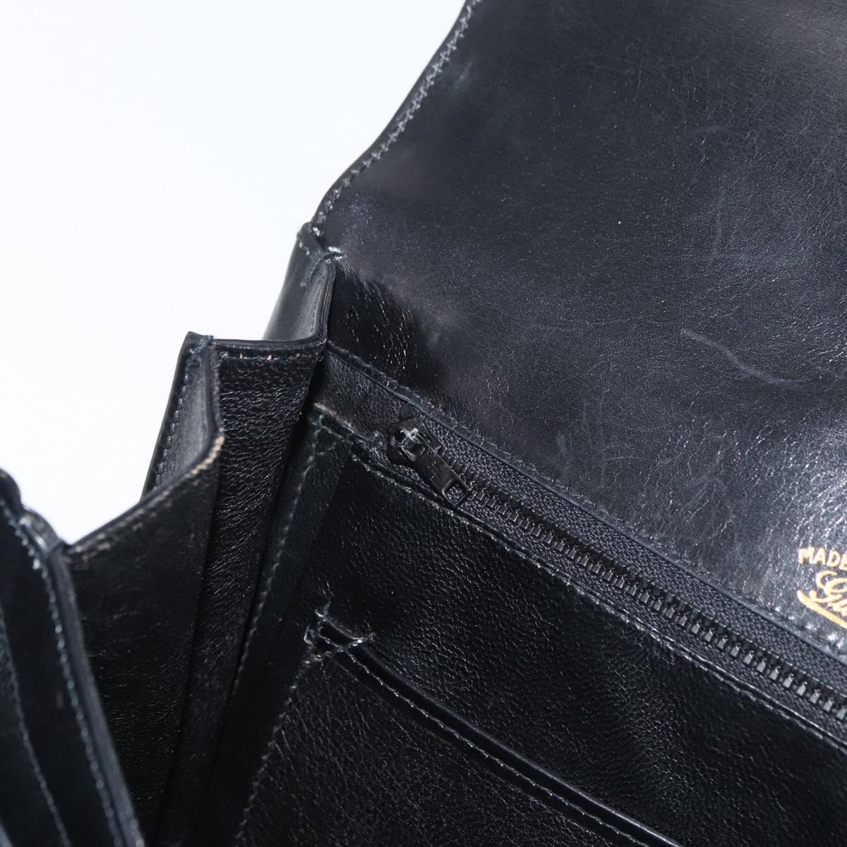 GUCCI Shoulder Bag Leather Black Gold Auth ep14337
