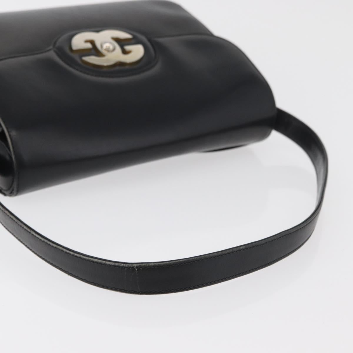 GUCCI Shoulder Bag Leather Black Gold Auth ep14337
