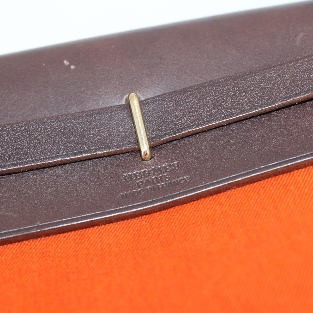 HERMES Her Line Herbag TPM Shoulder Bag Canvas 2way Red Gold Auth ep14339A
