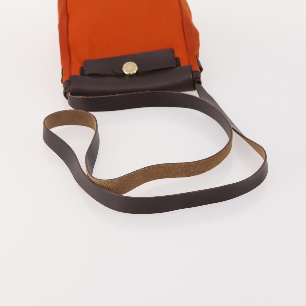 HERMES Her Line Herbag TPM Shoulder Bag Canvas 2way Red Gold Auth ep14339A