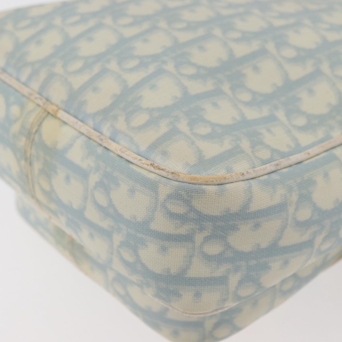 Christian Dior Trotter Canvas Shoulder Bag PVC Light Blue Silver Auth ep14342