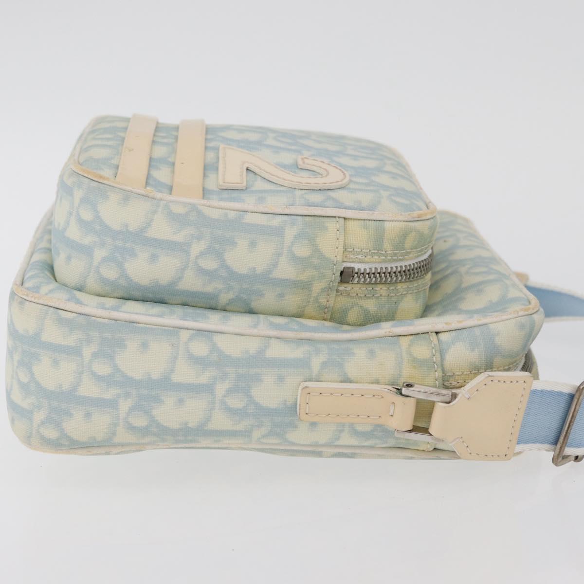 Christian Dior Trotter Canvas Shoulder Bag PVC Light Blue Silver Auth ep14342