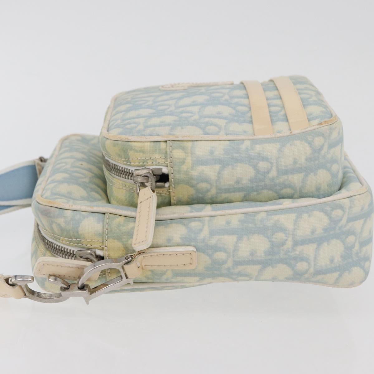 Christian Dior Trotter Canvas Shoulder Bag PVC Light Blue Silver Auth ep14342