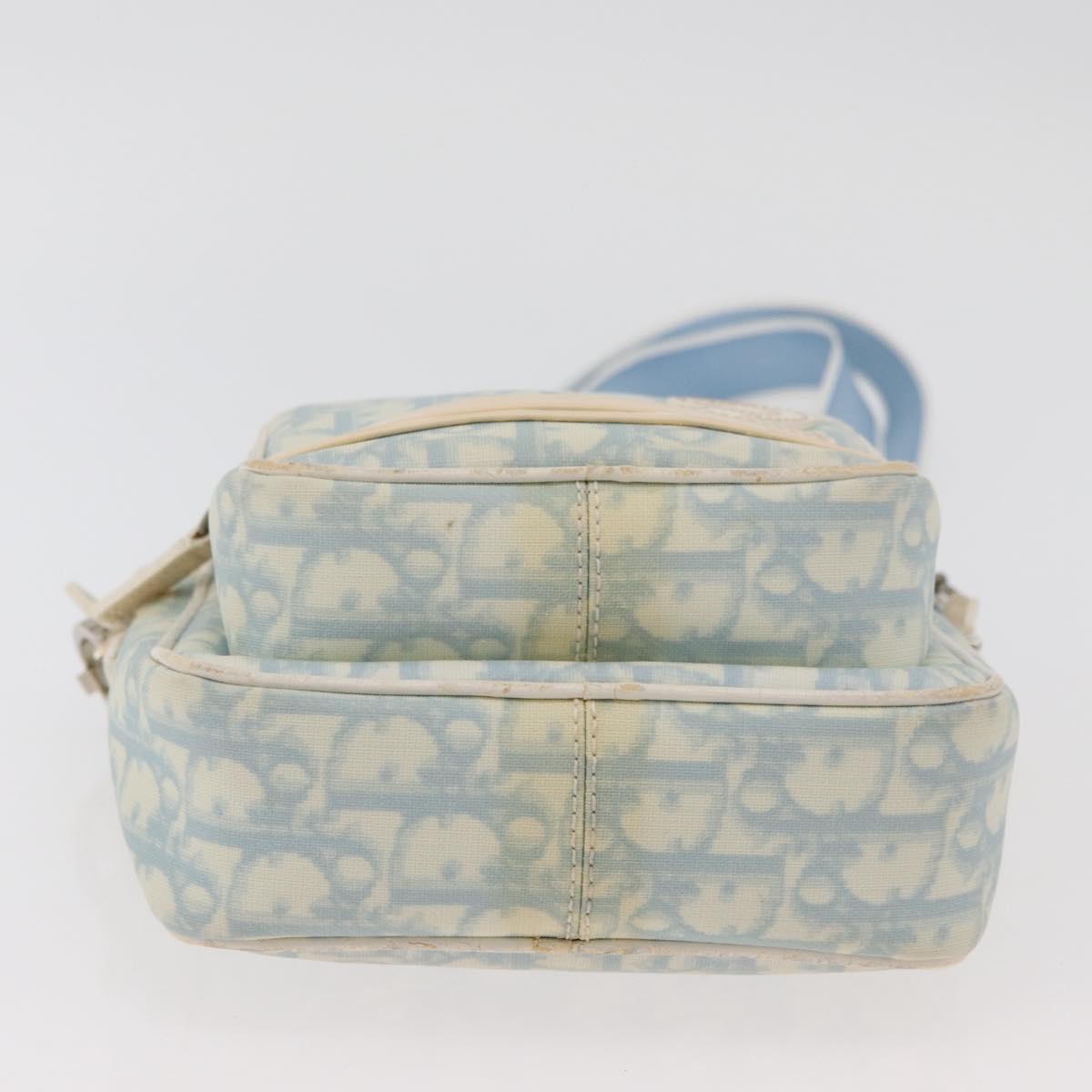 Christian Dior Trotter Canvas Shoulder Bag PVC Light Blue Silver Auth ep14342