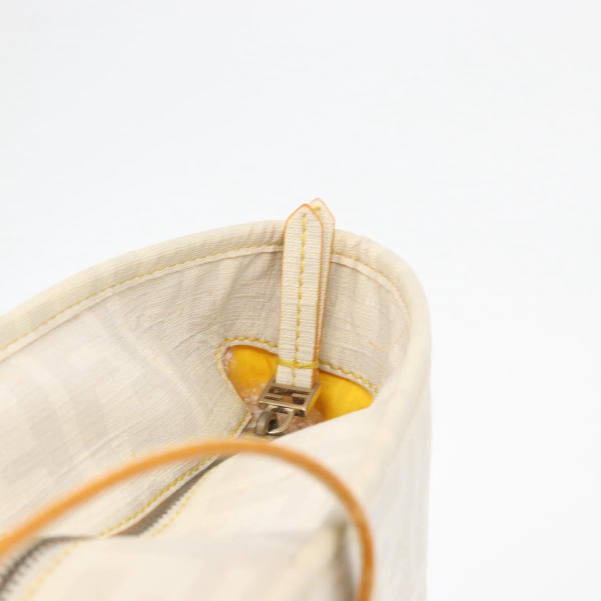 FENDI Zucca Canvas Tote Bag PVC White Gold Auth ep14348A