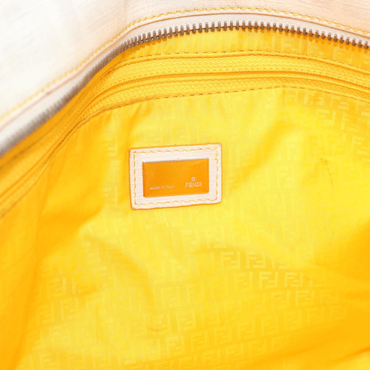 FENDI Zucca Canvas Tote Bag PVC White Gold Auth ep14348A