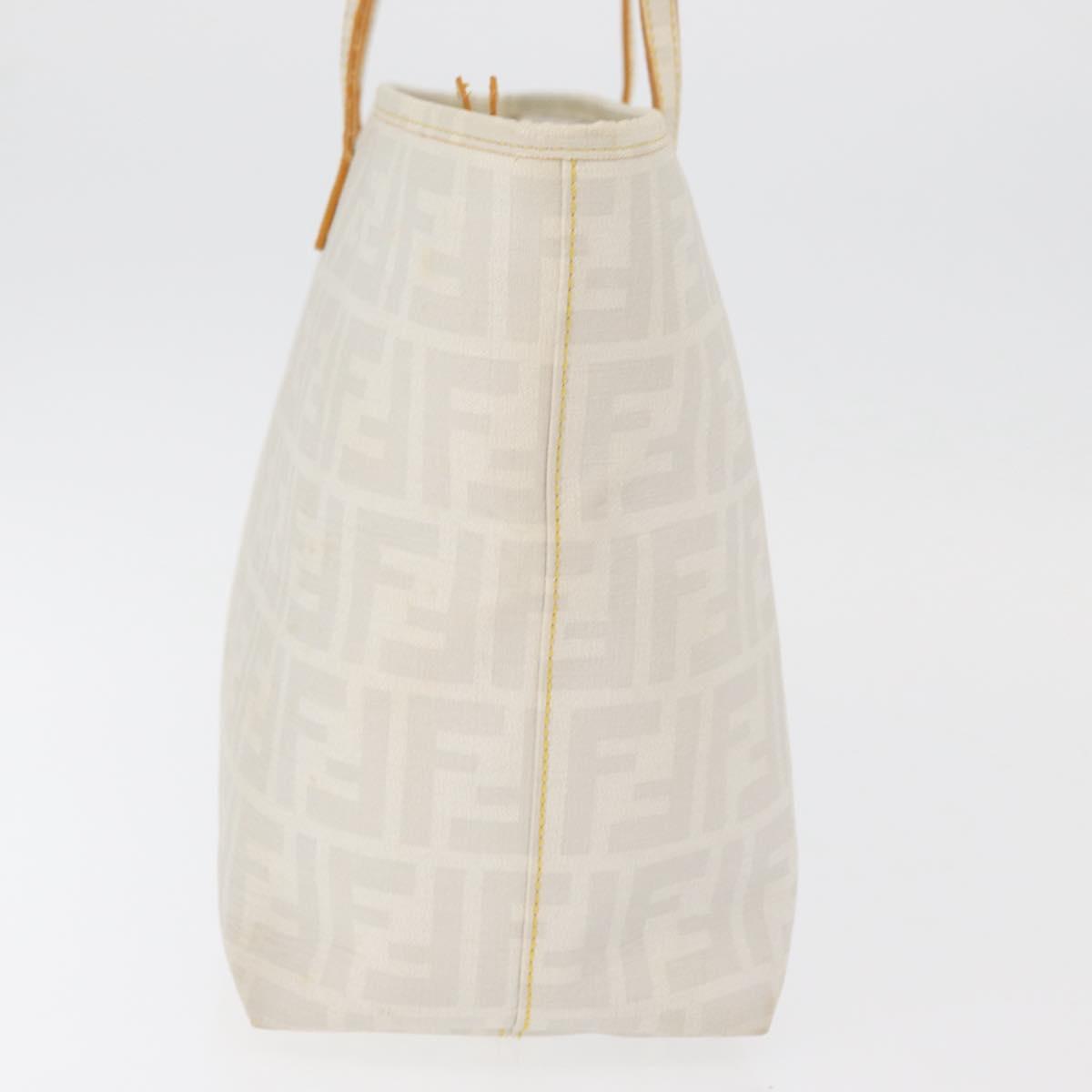 FENDI Zucca Canvas Tote Bag PVC White Gold Auth ep14348A
