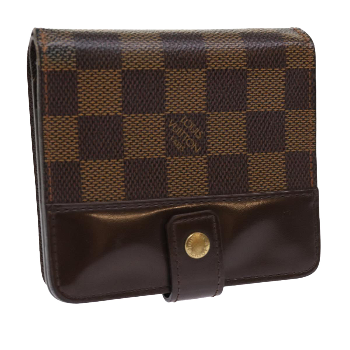 LOUIS VUITTON Damier Ebene Compact Zip Wallet N61668 LV Auth ep1435