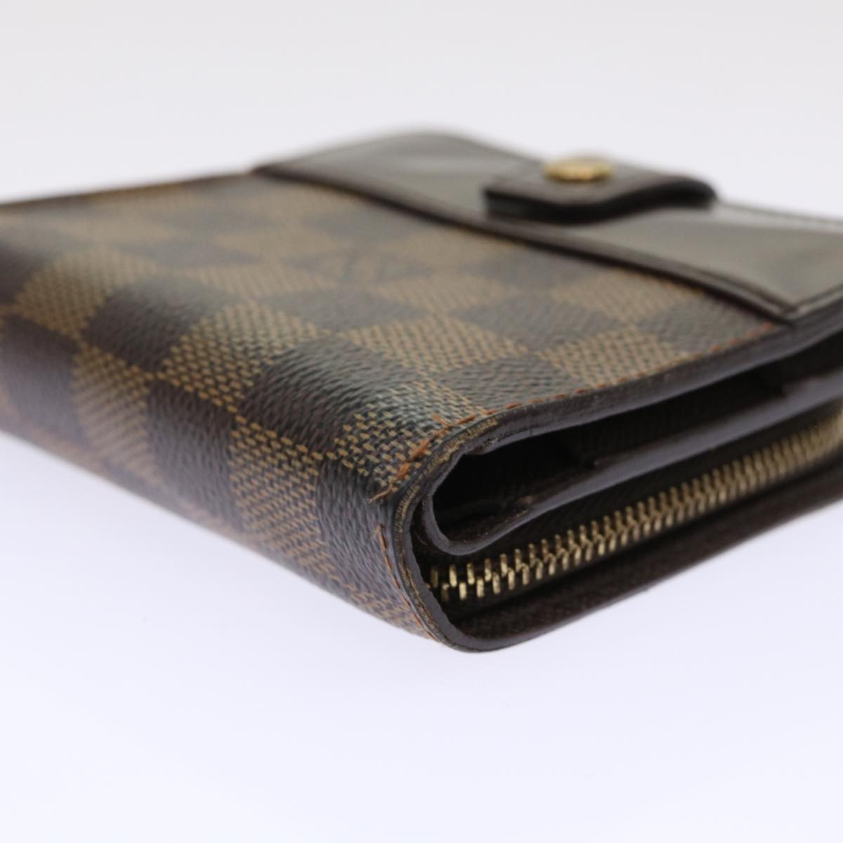 LOUIS VUITTON Damier Ebene Compact Zip Wallet N61668 LV Auth ep1435