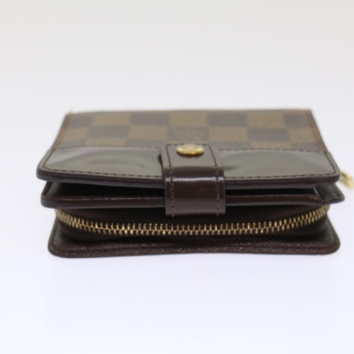 LOUIS VUITTON Damier Ebene Compact Zip Wallet N61668 LV Auth ep1435