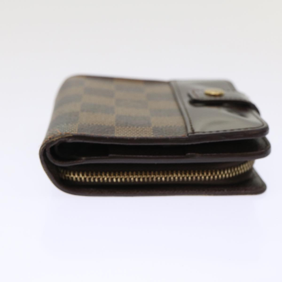 LOUIS VUITTON Damier Ebene Compact Zip Wallet N61668 LV Auth ep1435