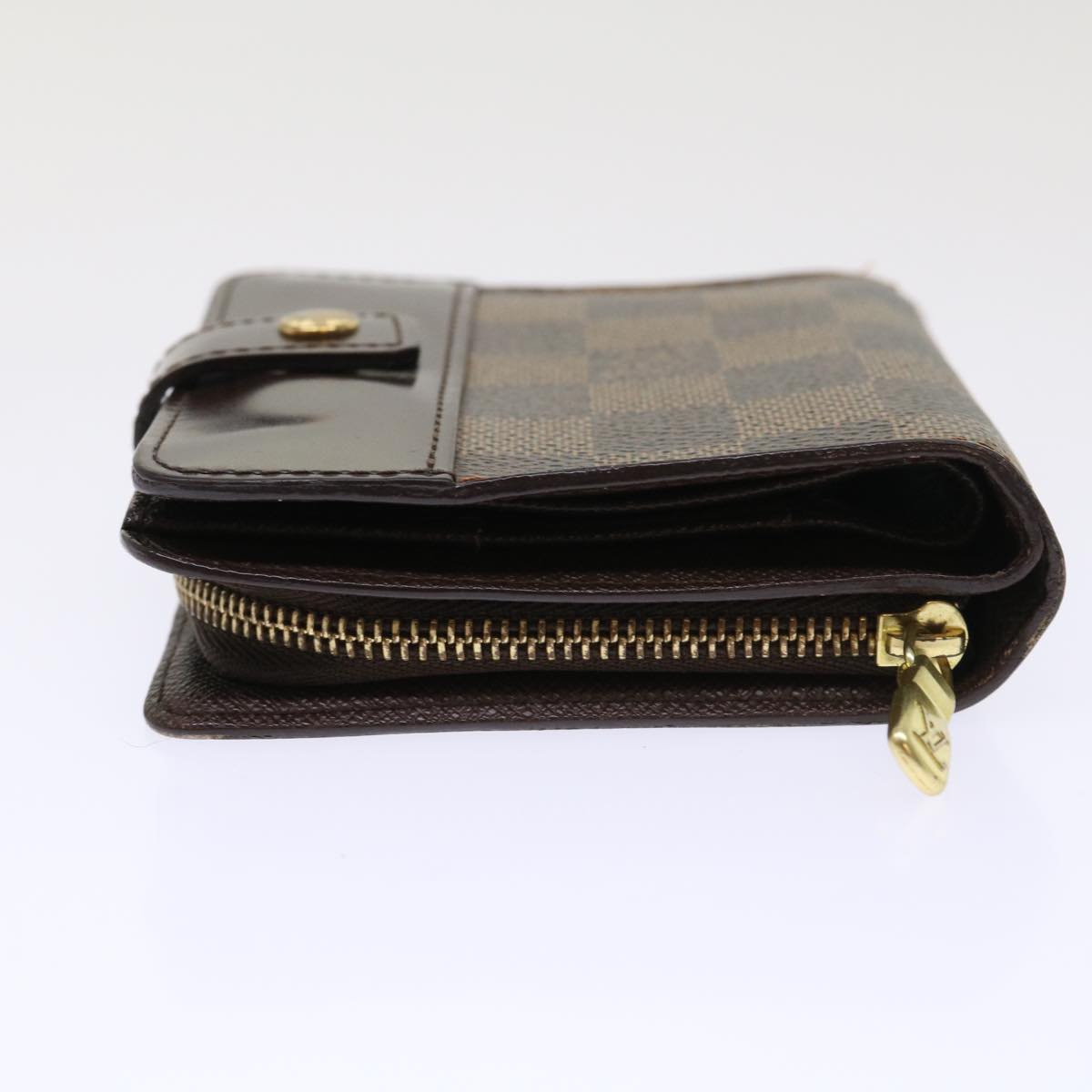 LOUIS VUITTON Damier Ebene Compact Zip Wallet N61668 LV Auth ep1435