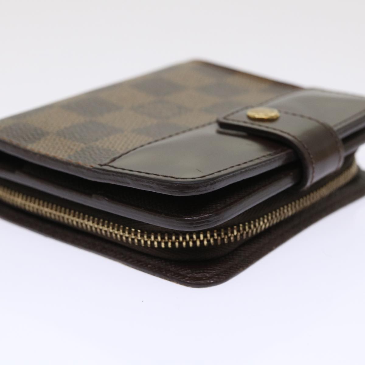 LOUIS VUITTON Damier Ebene Compact Zip Wallet N61668 LV Auth ep1435