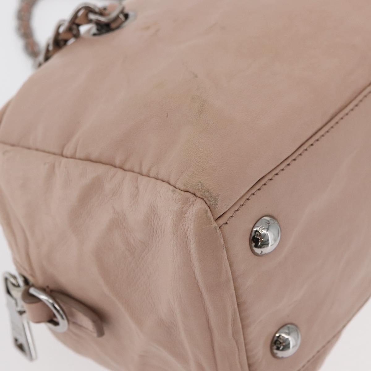 PRADA Chain Shoulder Bag Leather Pink Silver Auth ep14352A