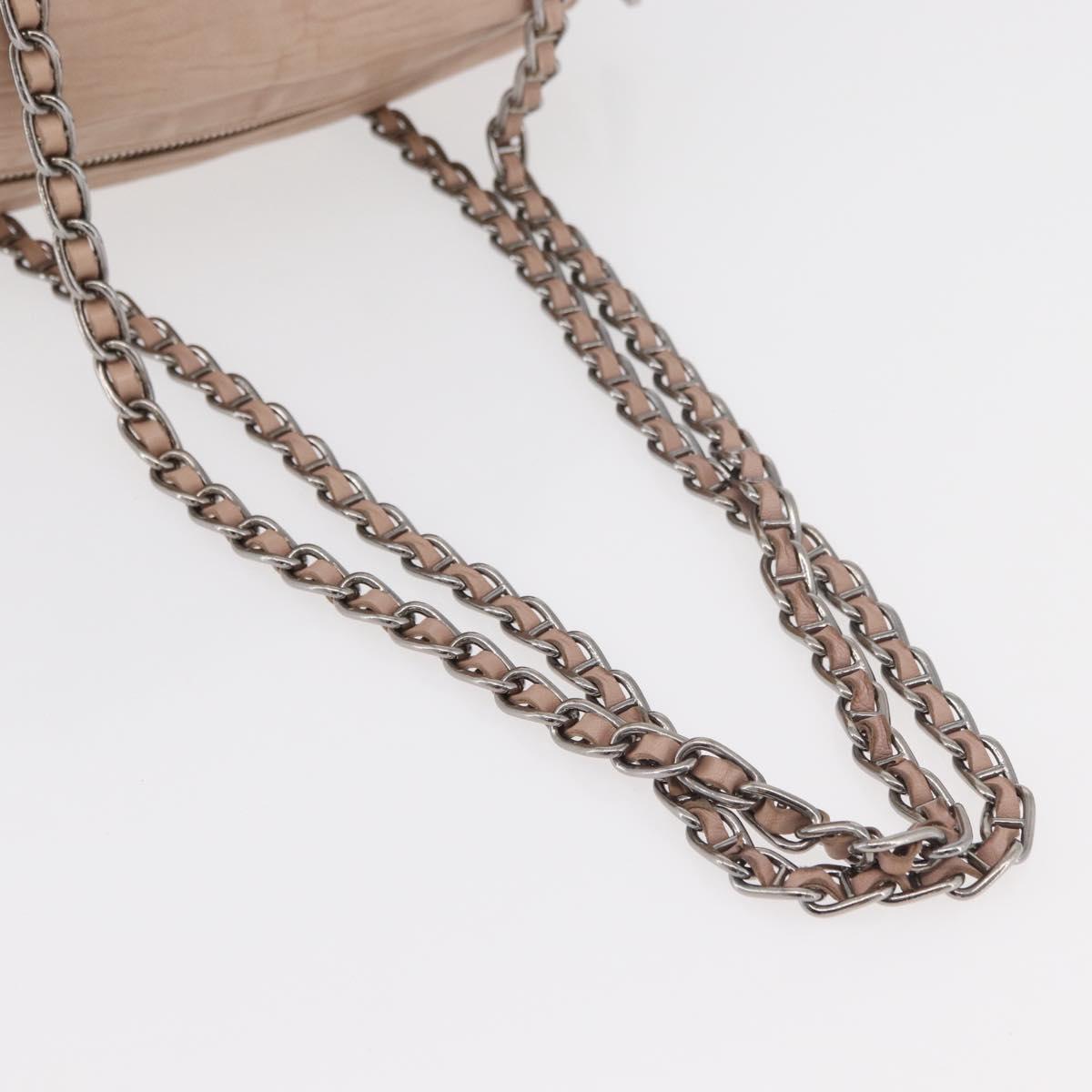 PRADA Chain Shoulder Bag Leather Pink Silver Auth ep14352A