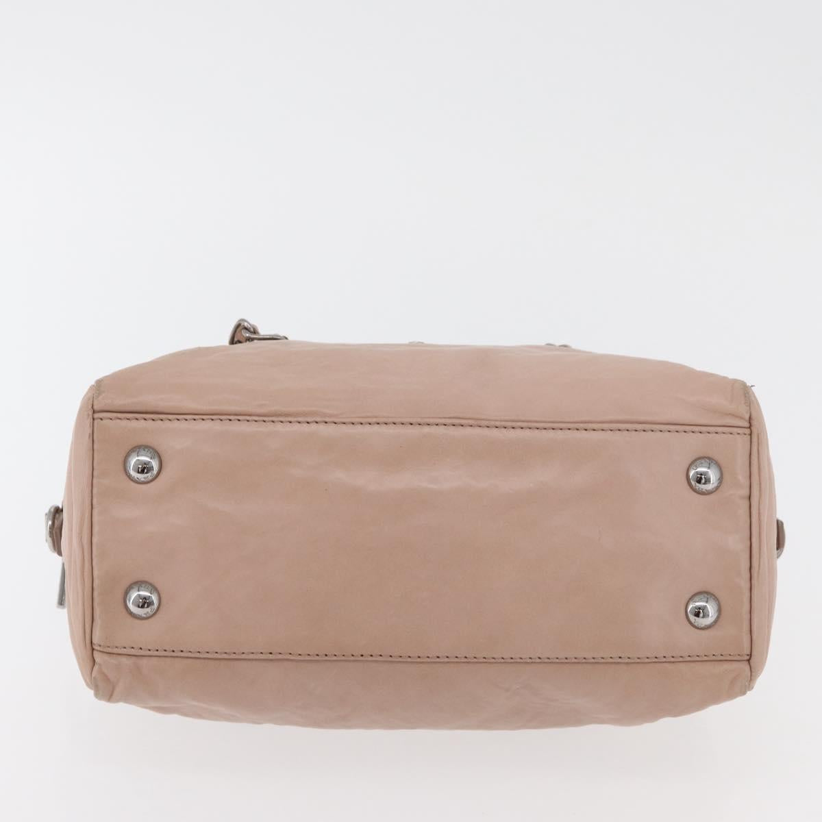 PRADA Chain Shoulder Bag Leather Pink Silver Auth ep14352A