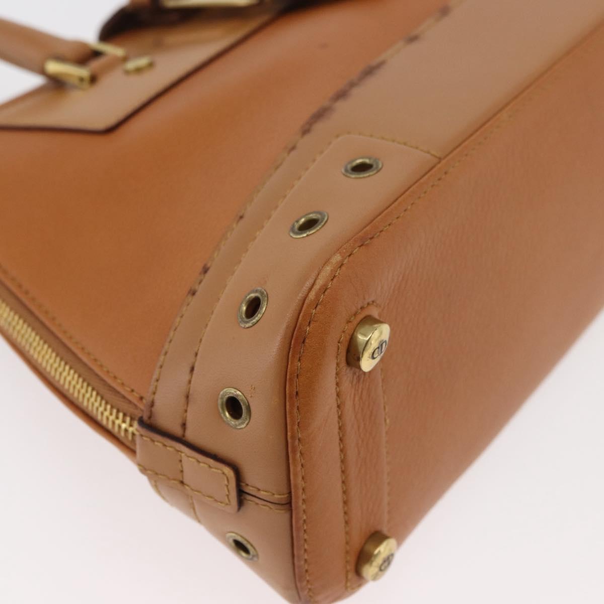 Christian Dior Street Chic Hand Bag Leather Brown Gold Auth ep14353A