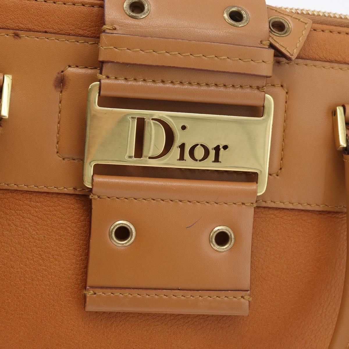Christian Dior Street Chic Hand Bag Leather Brown Gold Auth ep14353A